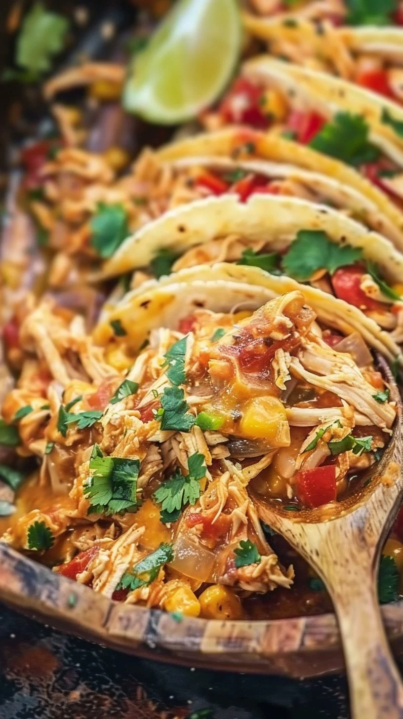 Slow Cooker Queso Chicken Tacos