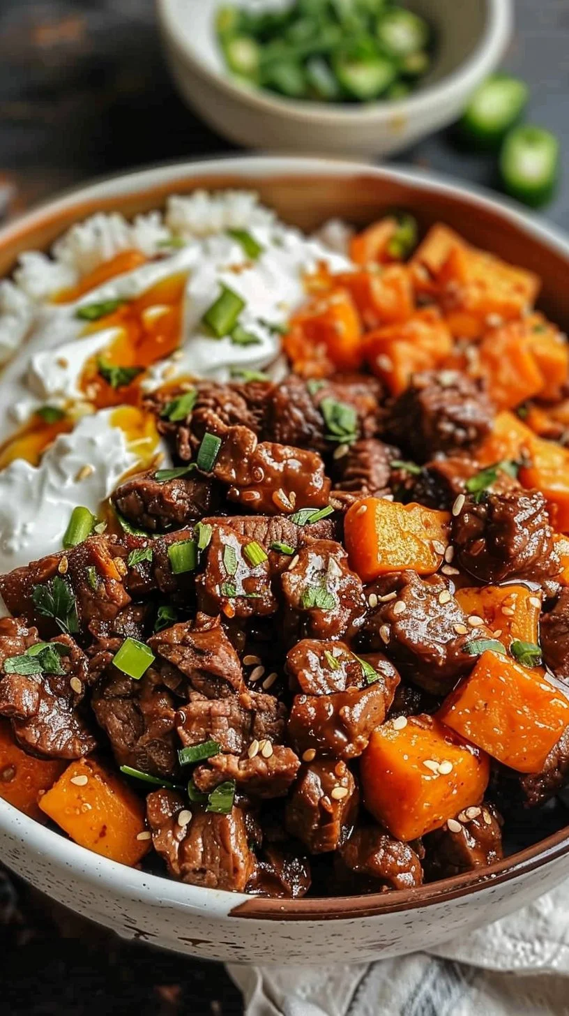Sweet Potato Beef Bowl with Hot Honey and Cottage Cheese Recipe (Viral TikTok Recipe!)
