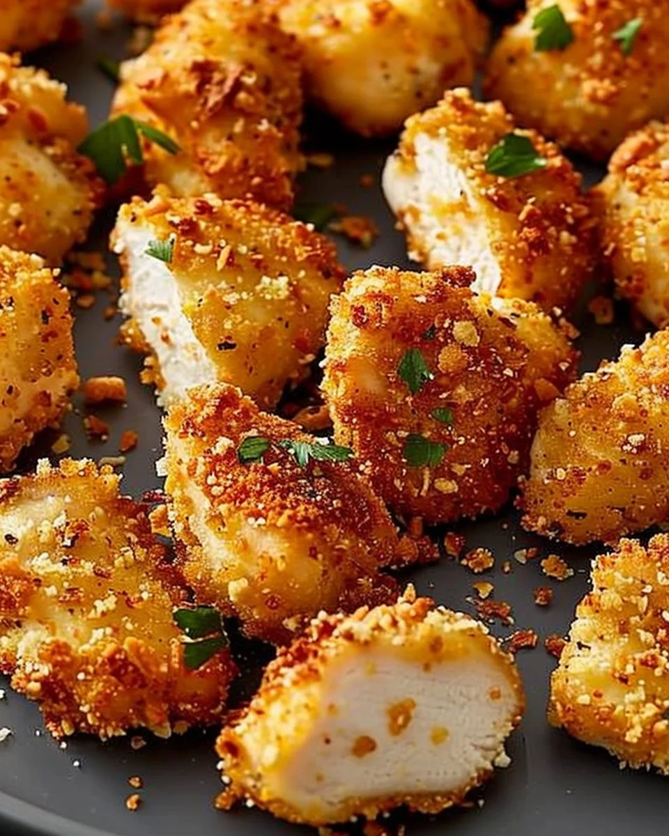 Delicious Air Fryer ranch-crusted chicken bites served on a plate