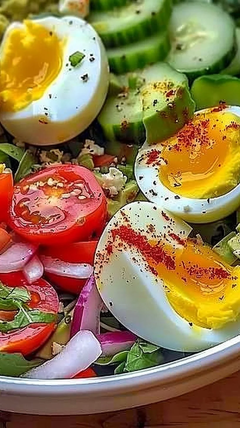 Avocado Salad with Tomato, Eggs, and Cucumber