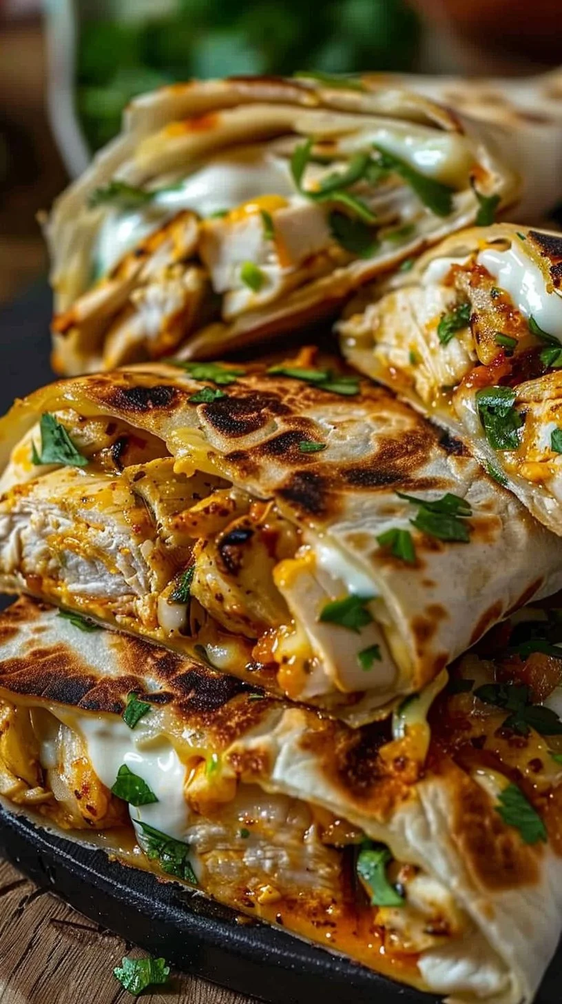 Cheesy Garlic Chicken Wraps