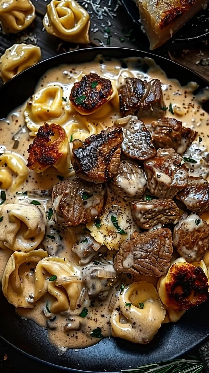Cracked Garlic Steak Tortellini in Creamhouse Sauce Bliss