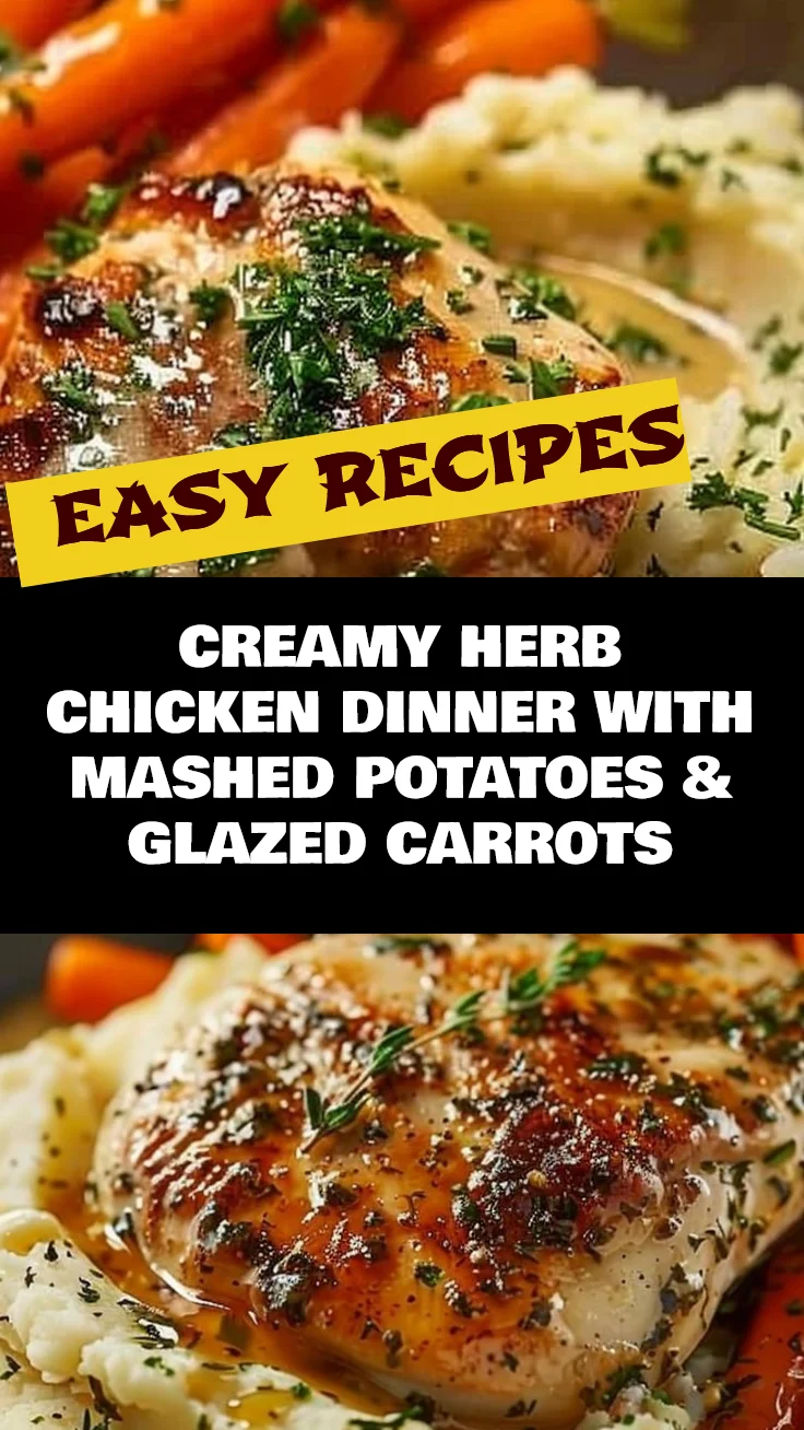 Creamy Herb Chicken with Mashed Potatoes and Honey Glazed Carrots