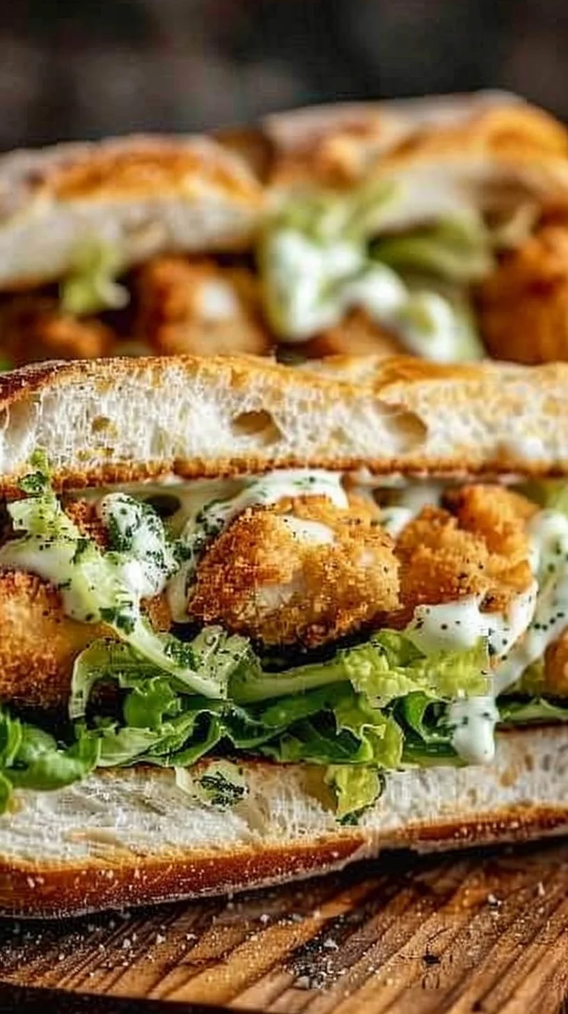 Delicious Crispy Chicken Caesar Sandwich with fresh ingredients and creamy dressing