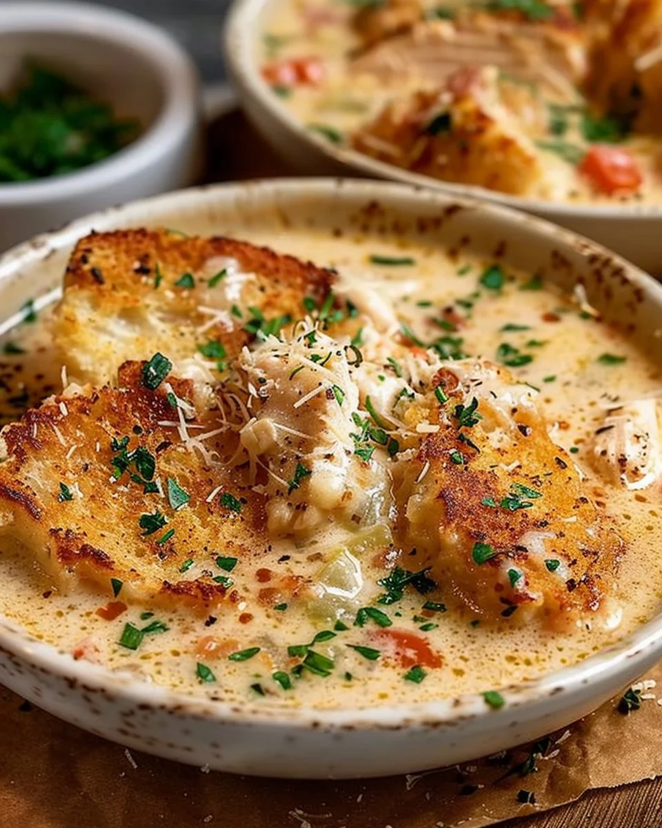 Crock Pot Creamy Chicken Parmesan Soup