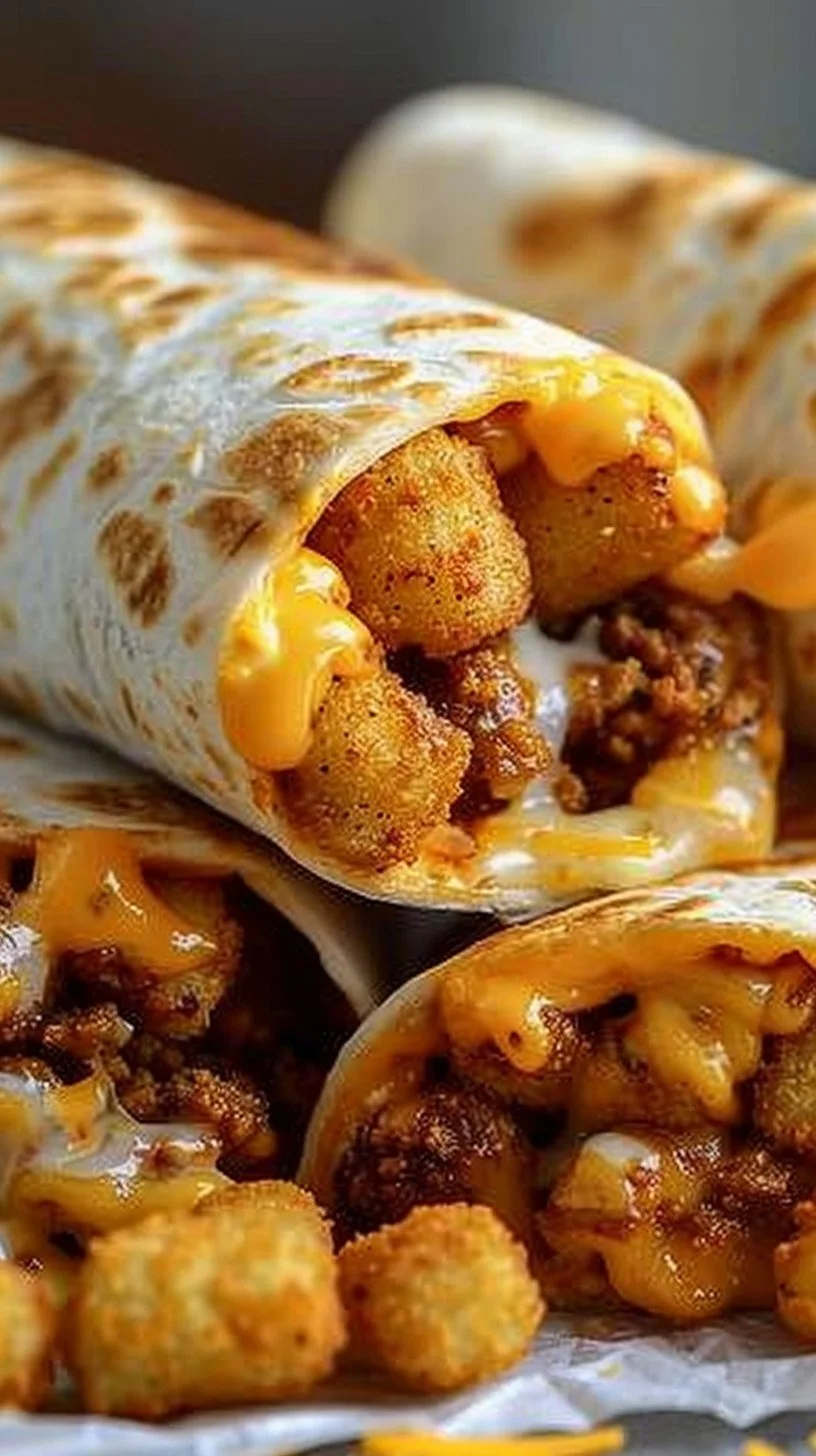 Delicious Easy Cheesy Potato Burritos ready to be served