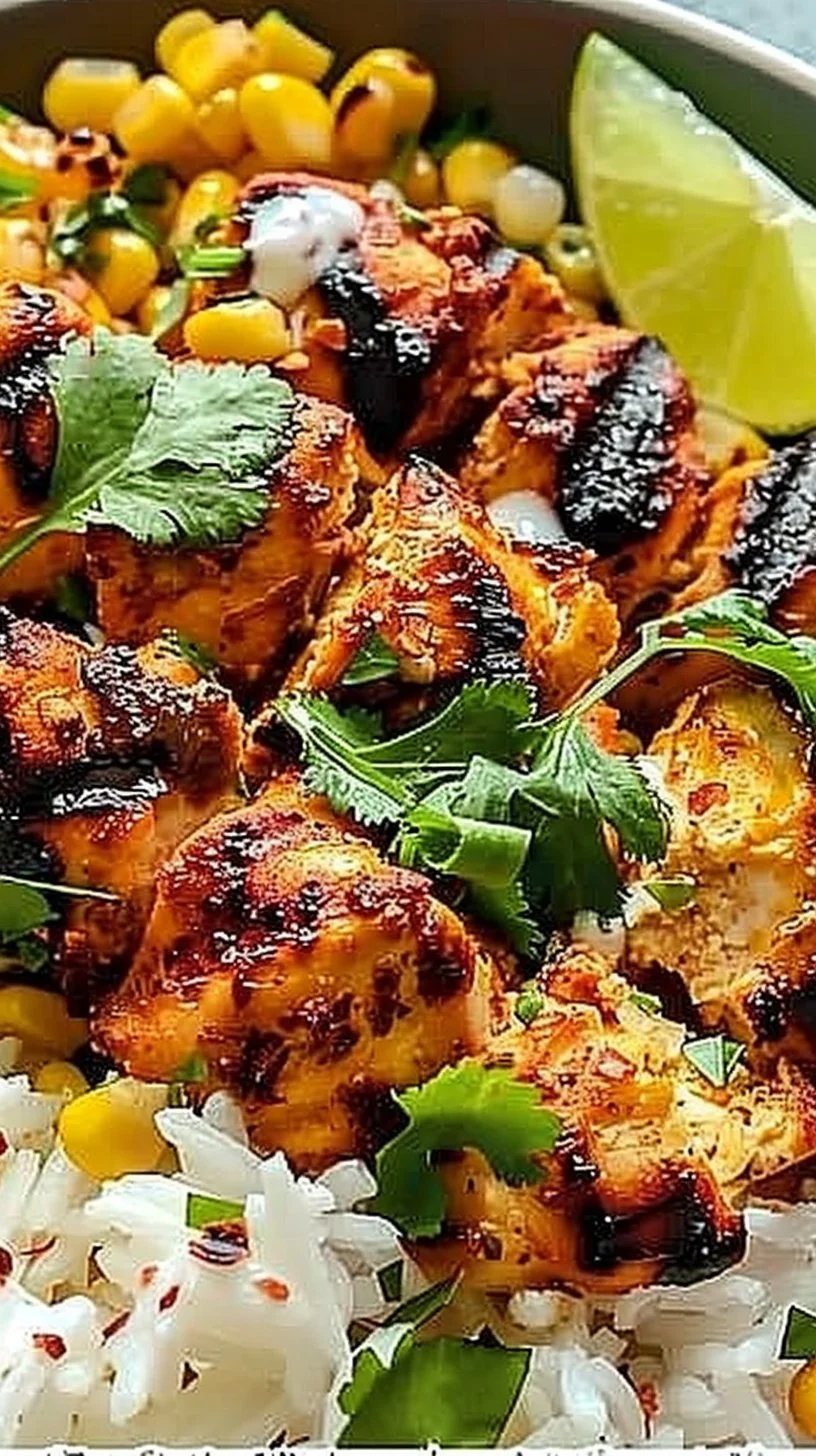 Easy Street Corn Chicken Bowl featuring grilled chicken, corn, and fresh toppings.