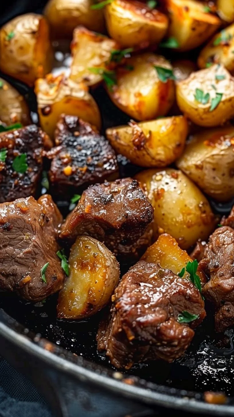 Garlic Butter Beef Bites with Potatoes