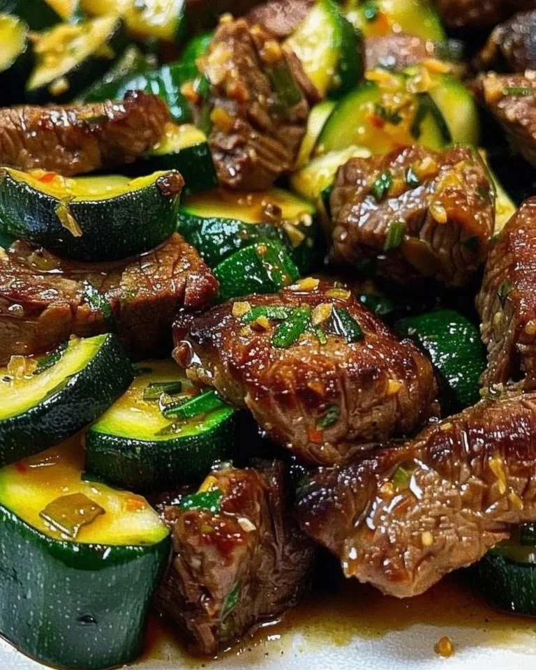Garlic butter steak bites served on a plate with herbs and seasoning