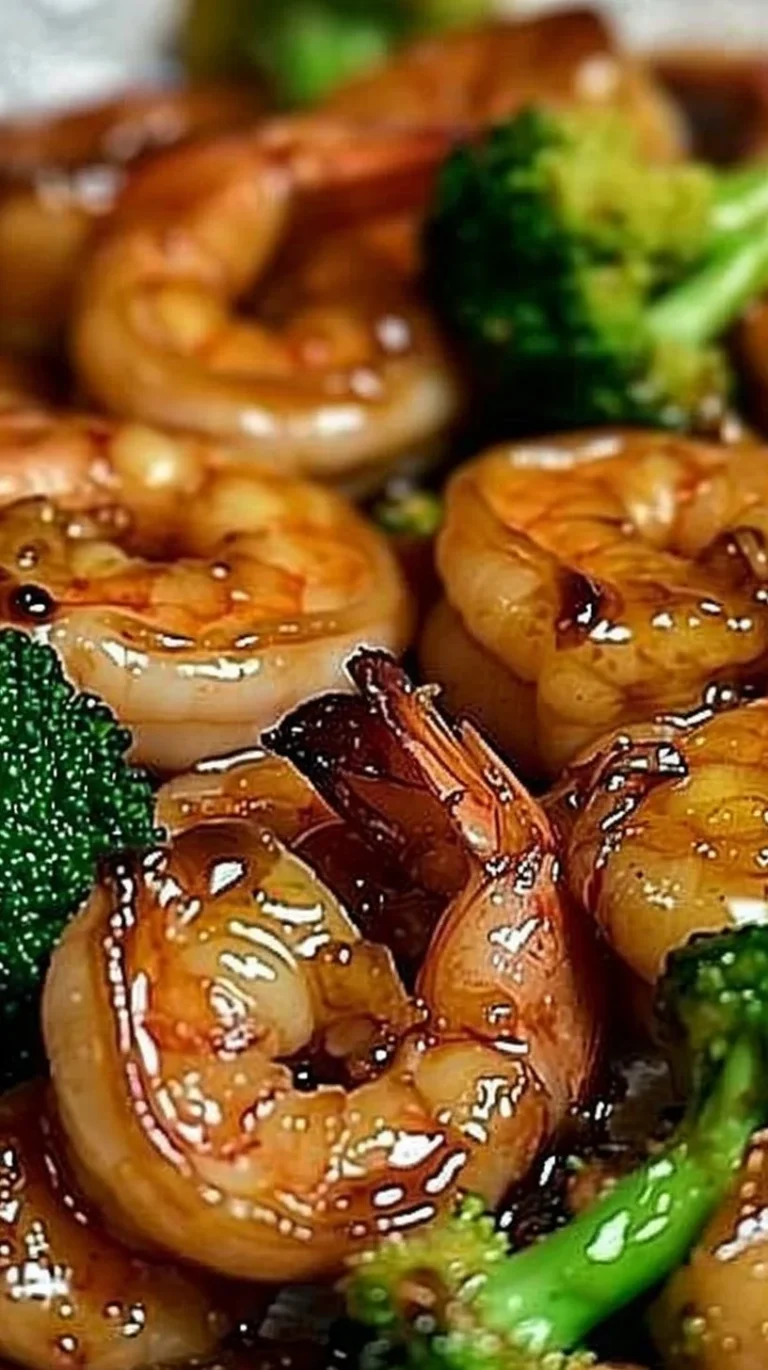High-protein honey garlic shrimp dish garnished with green onions.