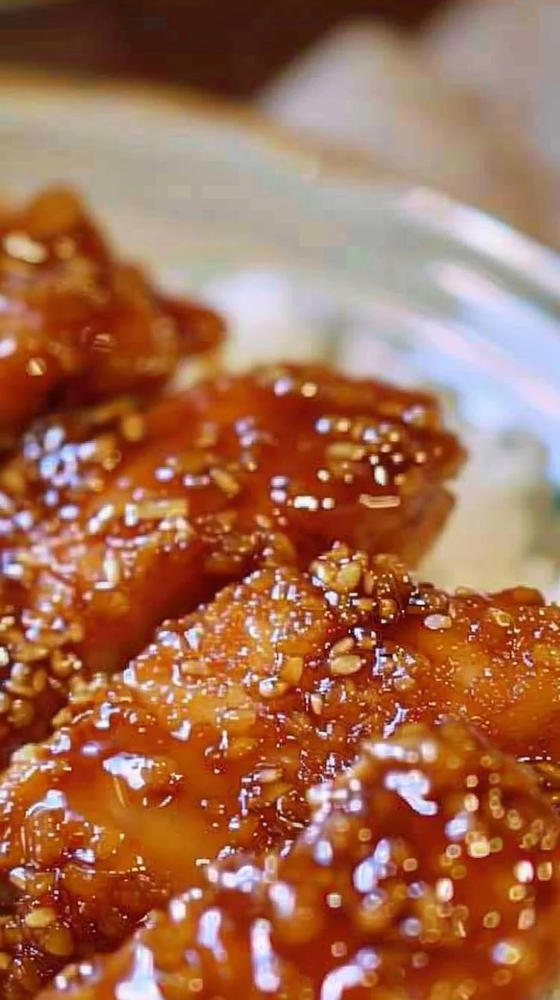 Honey Garlic Crispy Chicken dish with golden, crispy texture and glaze