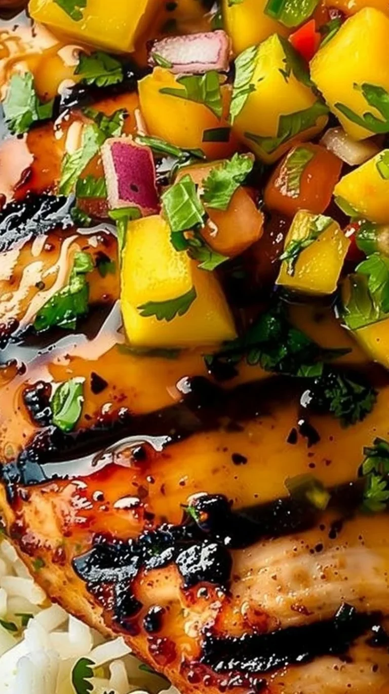 Delicious Honey Lime Chicken served with fresh Mango Salsa