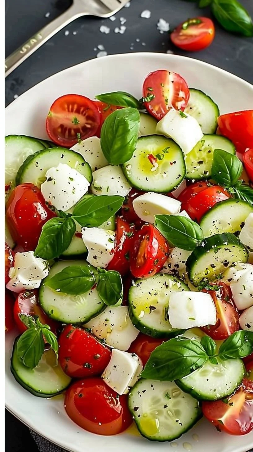 Juicy Cucumber Caprese Salad