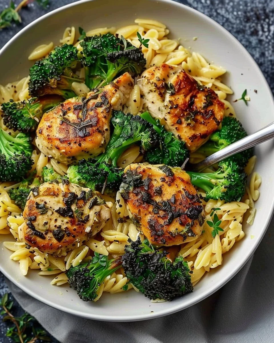 Lemon Pepper Chicken Broccoli Orzo