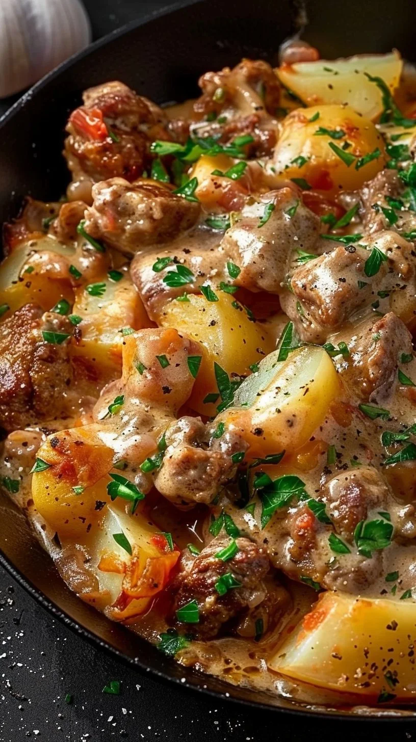 One-Pan Creamy Meat & Potato Skillet
