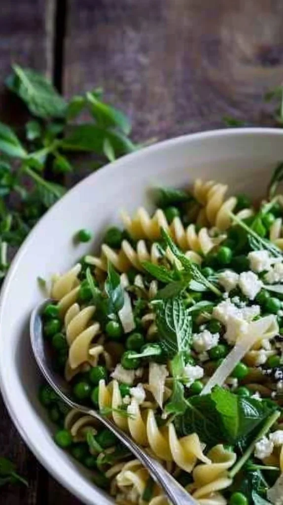 Pea Pasta with Lemon, Mint, and Truffle Oil