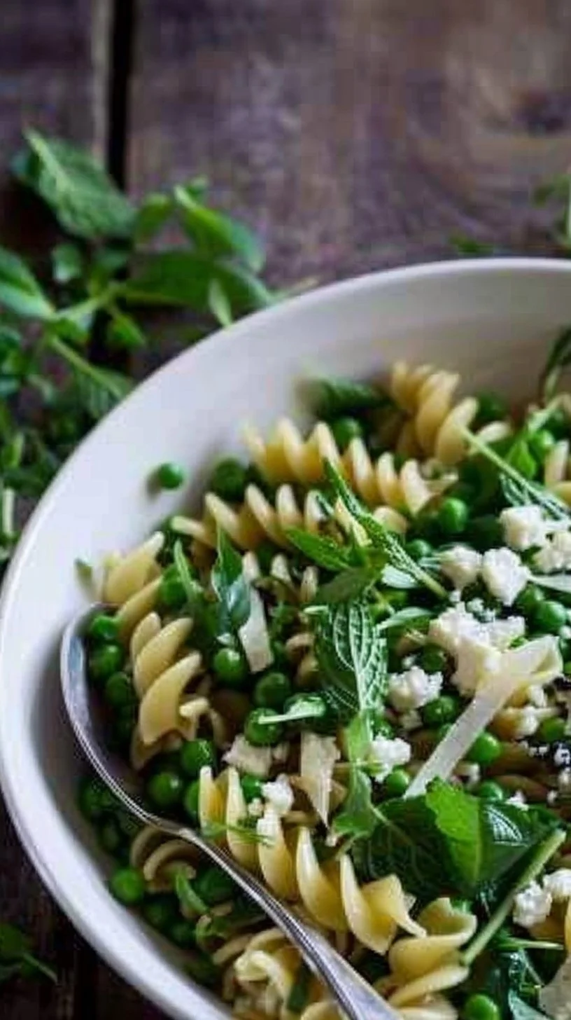 Pea Pasta with Lemon, Mint, and Truffle Oil