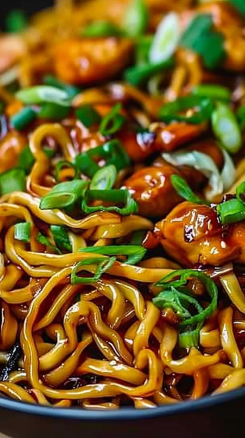 Sticky Garlic Chicken Noodles